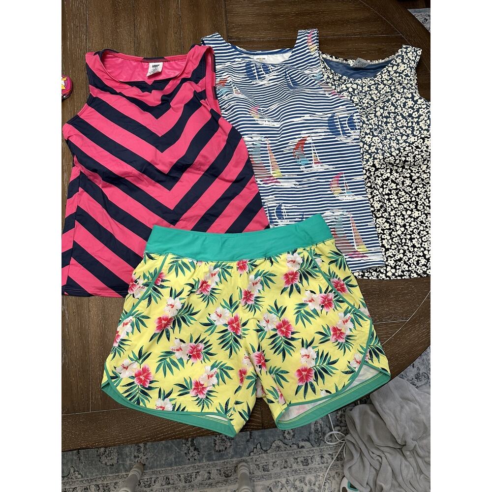 EUC LOT X 4 Lands End Womens Swim Sz 10 (3 Tankini Tops, 1 Swim Short)